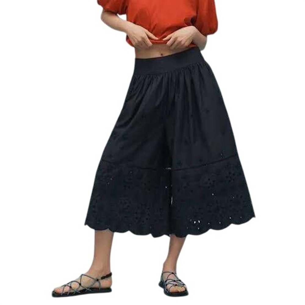 Maeve Anthropologie Skirty Culottes Eyelet Embroidered Wide Leg XS Navy Black